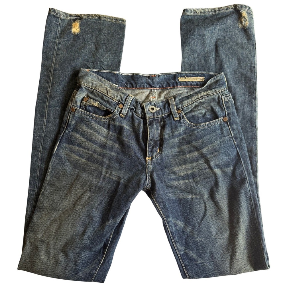 NWT Chip & Pepper Jeans 25 Blue Distressed Straight Leg Low Rise Denim